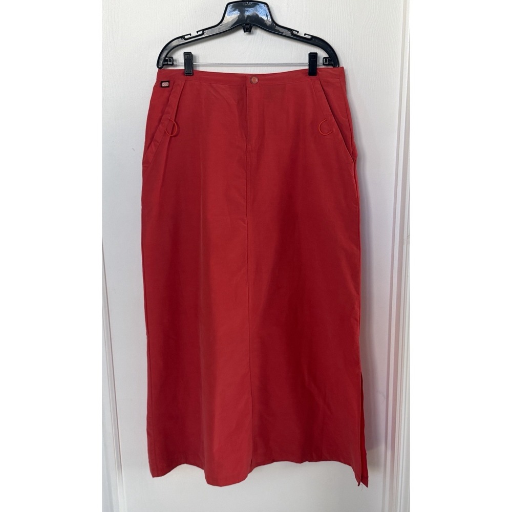 Vintage Y2K Kik Girl Coral Cargo Maxi Skirt Rave Skater Utility Size Large